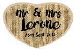 Wedding sign with hessian