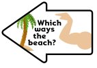 Which ways the beach - photo sign for a summer party