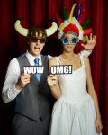 Sam and Lucy having fun in the photo booth with Wow and Omg