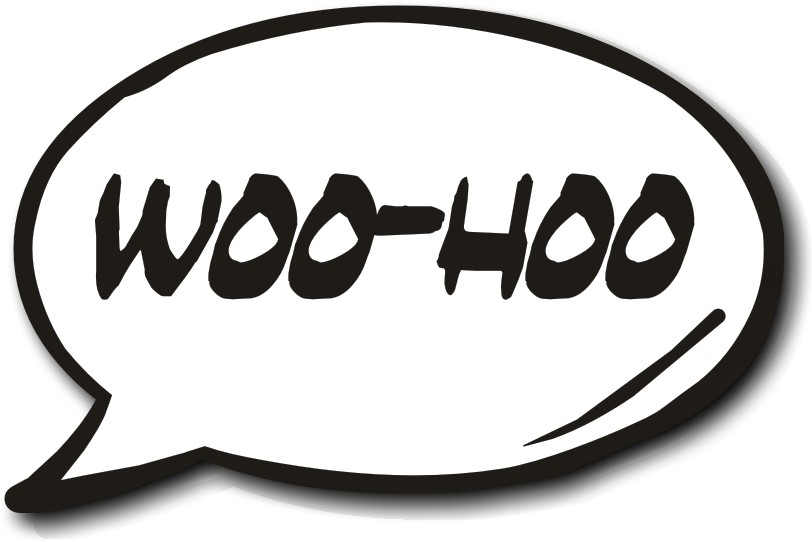 Party Photo Booth Prop Woo Hoo Cartoon Speech Bubble On A Board