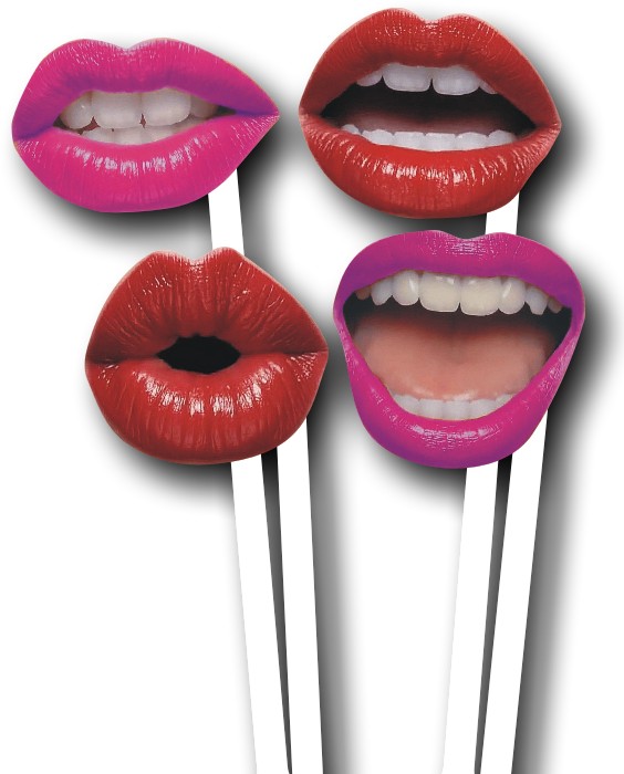 Photo Props Set of 4 Lips Red and Pink 