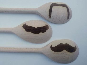 Engraved Wooden Spoon Moustache Props