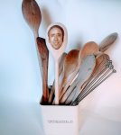 Nicolas Cage Spoon in a utensil holder showing size