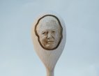 Sir David Attenborough  on a wooden spoon